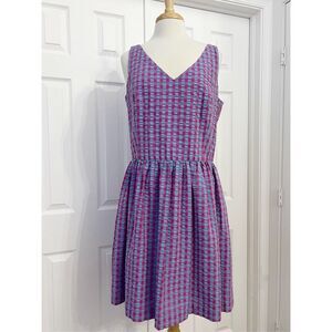 Brooks Brothers Multicolor Plaid Gingham Red Fleece A-Line Dress Pink 14 NWT